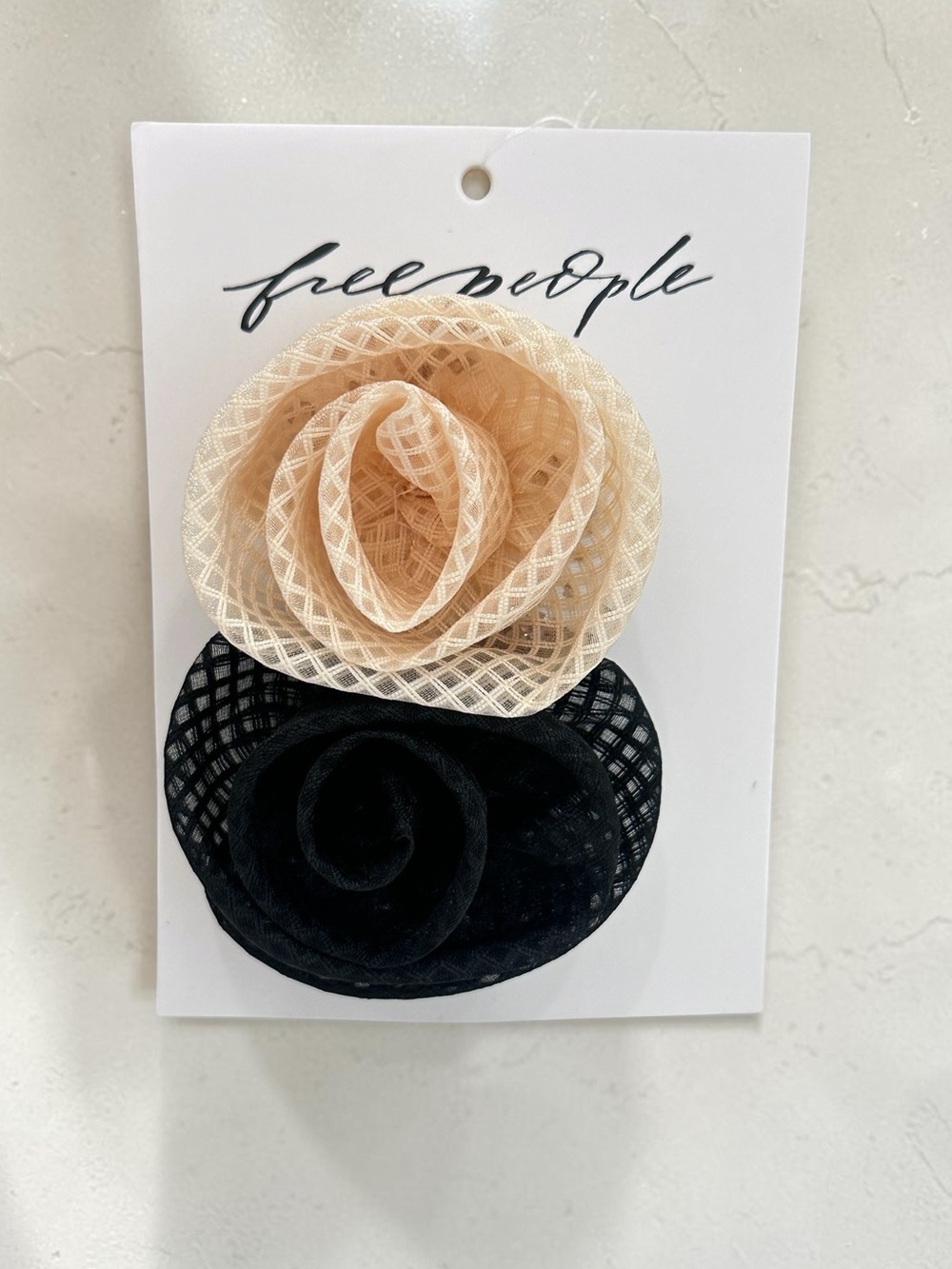 NWT Free People Mesh Floral Clip Duo in Black/Cream